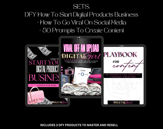 3 DFY SET:HOW TO START DFY DIGITAL PRODUCTS,VIRAL OFF AN UPLOAD & PLAYBOOK FOR CONTENT: 50 PROMPTS FOR CONTENT