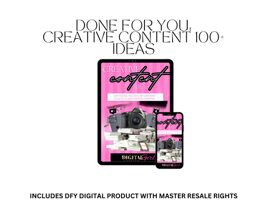 CREATIVE CONTENT IDEAS: 100 HOOKS, 90 DAYS OF CONTENT, 13 WAYS TO REPURPOSE CONTENT (WITH RESELL RIGHTS)